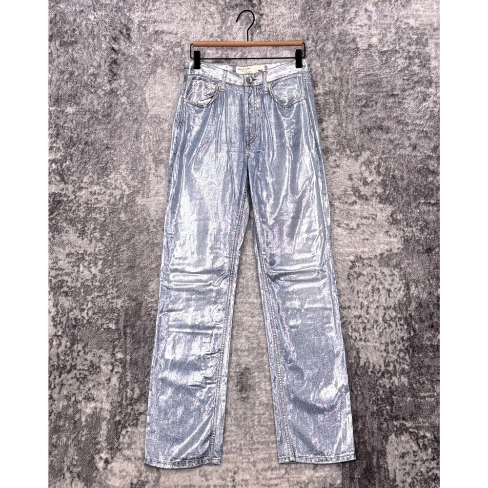 Rag & Bone Pants 25 Womens Alex Liquid Miramar Luna Silver Shine